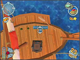 Czekamy kilka tur, aż zrzut min będzie aktywny i zabijamy w ostatniego pirata [4] - Kampania grecka [misja 8] | Worms Forts Oblężenie - Worms Forts: Oblężenie - poradnik do gry