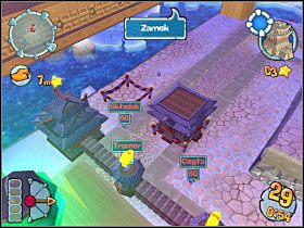 W zajmujemy dwa punkty kluczowe [1] i [2] prawej stronie naszej twierdzy, następnie czołem do wroga [3] wznosimy zamek - Kampania japońska [misja 13] | Worms Forts Oblężenie - Worms Forts: Oblężenie - poradnik do gry