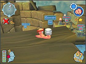 Ponieważ od samego początku wróg będzie starał się odciąć nas od wszystkich pozycji kluczowych, z uporem maniaka niszcząc naszą wieże [b] , sugeruje, aby na początku dwójkę stojącą przy fortyfikacji [5] zrzucić do wody - Kampania średniowieczna [misja 17] | Worms Forts Oblężenie - Worms Forts: Oblężenie - poradnik do gry