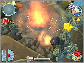 Gdy zdobędziemy ostatnie punkty kluczowe [3] i [4] niszczymy twierdzę wroga [5] - z takiej odległości nie powinno to stanowić żadnego problemu - Kampania średniowieczna [misja 17] | Worms Forts Oblężenie - Worms Forts: Oblężenie - poradnik do gry