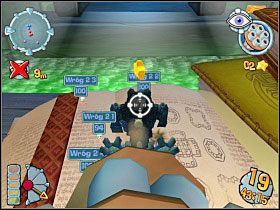 Gdy w następnej turze dorobimy się kasztelu, wchodzimy na niego i z działka wielolufowego celujemy w twierdzę wroga, która po kilku turach ostrego traktowania m - Kampania średniowieczna [misja 18] | Worms Forts Oblężenie - Worms Forts: Oblężenie - poradnik do gry