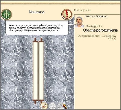 Grając Brutusami, Miasta Greckie zaproponowały mi rozejm (pewnie z powodu moich kolejnych wojsk na ich terenie ;)) - Dyplomaci w Rome Total War | Militaria - Rome: Total War - poradnik do gry