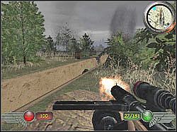 Przygotuj sobie karabin maszynowy i zbliż się do ukazanego na screenie okopu - Okopy (1) | Misja 3 | Mortyr 2 For Ever - Mortyr 2: For Ever - poradnik do gry