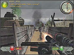 Kieruj się w stronę zaznaczonej na mapie haubicy - Okopy (2) | Misja 3 | Mortyr 2 For Ever - Mortyr 2: For Ever - poradnik do gry