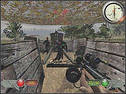 Zanim wysadzisz właściwe działo będziesz musiał zająć się jego obsługą - Okopy (2) | Misja 3 | Mortyr 2 For Ever - Mortyr 2: For Ever - poradnik do gry