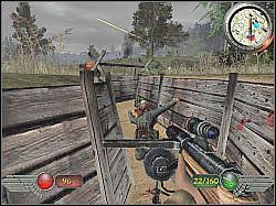 Kieruj się do kolejnego miejsca oznaczonego na kompasie - Okopy (2) | Misja 3 | Mortyr 2 For Ever - Mortyr 2: For Ever - poradnik do gry