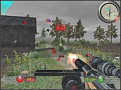 Z szopy, do której musisz wejść wybiegnie kilku wrogich żołnierzy - Zatrzymaj ich! (1) | Misja 4 | Mortyr 2 For Ever - Mortyr 2: For Ever - poradnik do gry