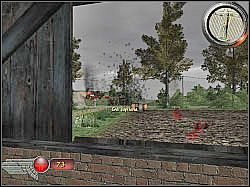 Trzeci transportowiec pojawi się przy skrzyżowaniu, zdecydowanie najbliżej szopy, w której aktualnie się znajdujesz - Zatrzymaj ich! (2) | Misja 4 | Mortyr 2 For Ever - Mortyr 2: For Ever - poradnik do gry