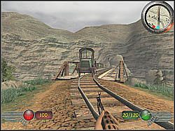 Zauważ, że w lewym budynku znajdują się materiały wybuchowe - Stacja Negotin (3) | Misja 6 | Mortyr 2 For Ever - Mortyr 2: For Ever - poradnik do gry