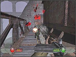 Skieruj się w lewo i przejdź obok znajdujących się tu wagonów - Monastyr (1) | Misja 8 | Mortyr 2 For Ever - Mortyr 2: For Ever - poradnik do gry