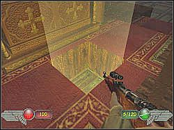 Aby zakończyć ten poziom, musisz wskoczyć do dziury, którą odsłonął przesunięty ołtarz - Katedra (2) | Misja 9 | Mortyr 2 For Ever - Mortyr 2: For Ever - poradnik do gry