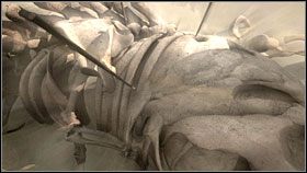 Cofnąłem się nieco i poszedłem w stronę wraku, mijając po drodze trzy kraby, uwijające się przy martwej rybie - 43 HAVEN | Myst IV Objawienie - Myst IV: Objawienie - poradnik do gry