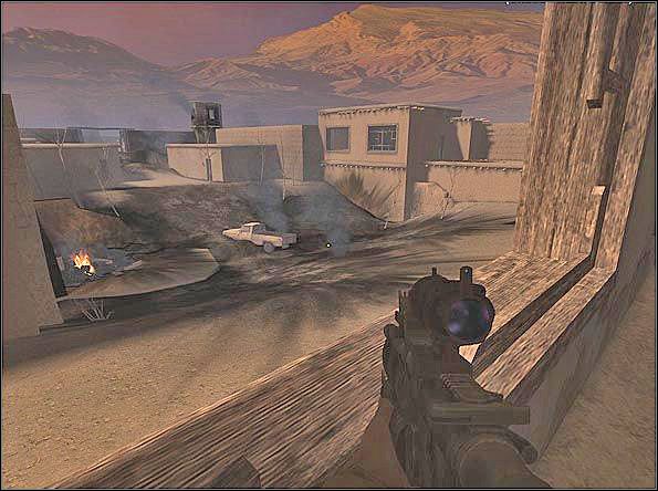 Pomieszczenie, z którego jest dobry widok na punkt C - to ten budynek na pierwszym planie oraz plan i okoliczne budynki - Assault (3) | SF Village | Americas Army Special Forces - Americas Army: Special Forces - poradnik do gry