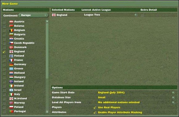 Odpowiedni dobór lig oraz określenie wielkości bazy danych ma duże znaczenie dla komfortu dalszej rozgrywki - Nowa gra - Informacje ogólne - Football Manager 2005 - poradnik do gry