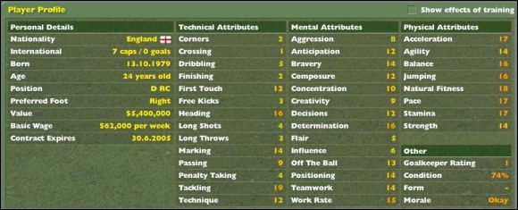 Ogólne informacje o zawodniku - Profil piłkarza (1) - Gra w FM - Football Manager 2005 - poradnik do gry