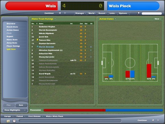 Opcja Split View w całej okazałości - Mecz - Gra w FM - Football Manager 2005 - poradnik do gry