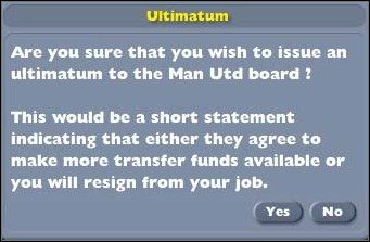 Menedżer bez doświadczenia, stawiający Zarządowi ultimatum, natychmiastowo traci posadę - Zarząd i kibice - Gra w FM - Football Manager 2005 - poradnik do gry