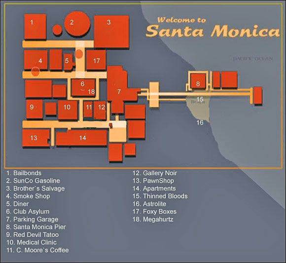 1 - Santa Monica - Mapy w Vampire The Masquerade Bloodlines - Vampire The Masquerade: Bloodlines - poradnik do gry