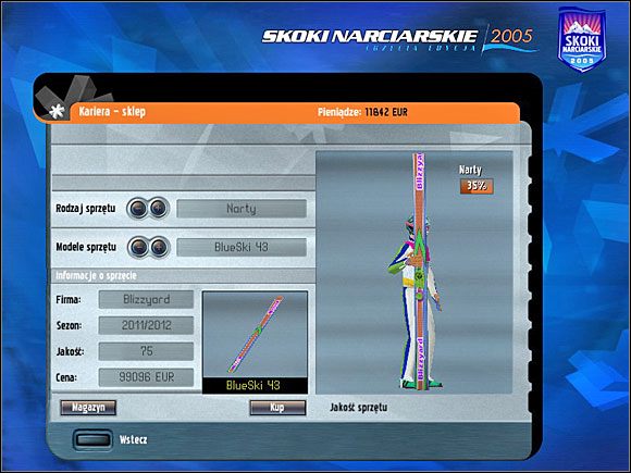 W sklepie robimy upgrade sprzętu - Kariera - sklep, zadania | Skoki narciarskie 2005 - Skoki narciarskie 2005 - poradnik do gry