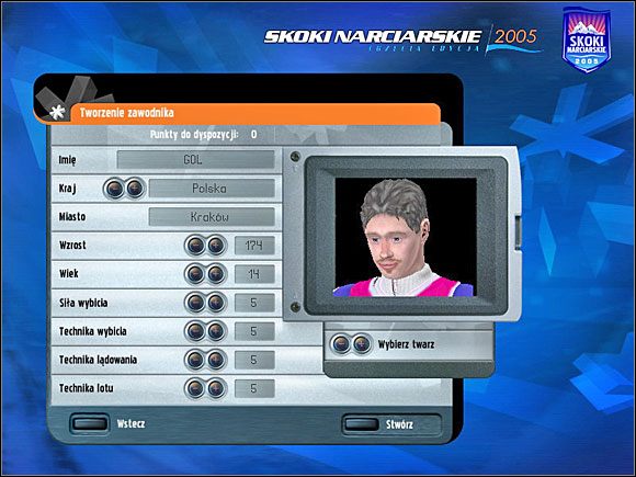 Ustalamy wzrost 174 cm - Od zera do bohatera - Kadra C (cz.1) | Skoki narciarskie 2005 - Skoki narciarskie 2005 - poradnik do gry