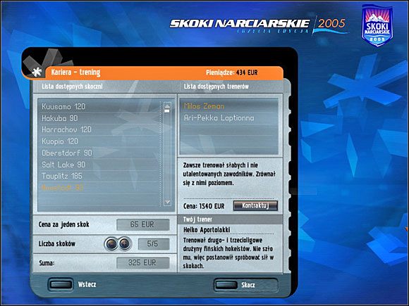 Na koncie udało mi się zebrać ponad 2000 EUR - Od zera do bohatera - Kadra C (cz.1) | Skoki narciarskie 2005 - Skoki narciarskie 2005 - poradnik do gry