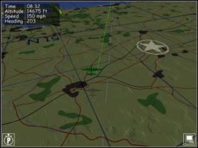 W tym miejscu jesteśmy według AI. Pod nami powinny być tylko pola, a jak widać wyżej są tory i droga. - Nawigacja - Teoria - B-17 Flying Fortress II: The Mighty 8th - poradnik do gry