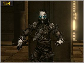 Biegnąc korytarzami [153], natkniemy się na mrocznego żołnierza [154] - na szczęście to tylko scenka, więc nie musimy z nim walczyć - Wejście do fortecy - przeszłość | Dama w niebezpieczeństwie, Mroczna dłoń losu - Prince of Persia: Dusza Wojownika - poradnik do gry