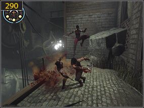 Przesuwamy się po szczelinie w murze [289] i ponownie walczymy [290] - Pokój aktywacyjny - teraźniejszość (1) | Trybiki i śrubki | PoP Dusza Wojownika - Prince of Persia: Dusza Wojownika - poradnik do gry