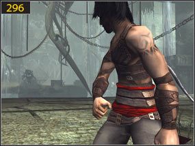 Przeskakujemy na drugą stronę [295] i naszym oczom ukazuje się ścigająca nas Dahaka [296] - Pokój aktywacyjny - teraźniejszość (2) | Trybiki i śrubki | PoP Dusza Wojownika - Prince of Persia: Dusza Wojownika - poradnik do gry