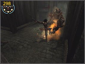 Musimy bardzo szybko przed nią uciekać [297], gdyż w przeciwnym razie dosięgnie nas swoimi mackami - Pokój aktywacyjny - teraźniejszość (2) | Trybiki i śrubki | PoP Dusza Wojownika - Prince of Persia: Dusza Wojownika - poradnik do gry