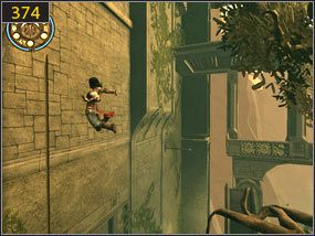 Z niej skaczemy na drążek [373], potem na gałąź i w końcu na linę [374] - Ogród - przeszłość | Druga wieża, Wodna Pani | Prince of Persia Dusza Wojownika - Prince of Persia: Dusza Wojownika - poradnik do gry