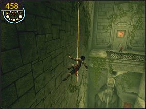 Na najwyższym poziomie ogrodów skaczemy po drążkach [457] i dostajemy się w miejsce, gdzie naciskamy zapadnię [458] - Wodospady w ogrodzie - przeszłość (3) | Woda i ogrody | PoP Dusza Wojownika - Prince of Persia: Dusza Wojownika - poradnik do gry