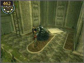 Schodzimy po drabinie na dół [461] i walczymy z mrocznym wojownikiem [462] - Wodospady w ogrodzie - przeszłość (3) | Woda i ogrody | PoP Dusza Wojownika - Prince of Persia: Dusza Wojownika - poradnik do gry