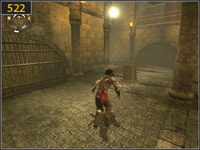 Gdy pokonamy wszystkich wrogów, przesuwamy klatkę tak, aby stanęła na zapadni [521] - Więzienie - przeszłość (1) | Tron i maska | Prince of Persia Dusza Wojownika - Prince of Persia: Dusza Wojownika - poradnik do gry