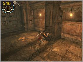 Przebiegamy chodnikiem, gdzie na drodze znowu pojawia się kilku przeciwników [545] - Biblioteka - przeszłość (1) | Tron i maska | Prince of Persia Dusza Wojownika - Prince of Persia: Dusza Wojownika - poradnik do gry