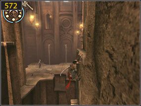 Przeskakujemy na fragment skały [571] i schodzimy po kamiennych półkach [572] - Mechaniczna wieża - przeszłość | Tron i maska | Prince of Persia Dusza Wojownika - Prince of Persia: Dusza Wojownika - poradnik do gry