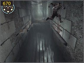 Unikając wirujących ostrz metodą od ściany do ściany wskakujemy wyżej [669] - Klif - przeszłość (2) | Ścieżka upiora piasku | Prince of Persia Dusza Wojownika - Prince of Persia: Dusza Wojownika - poradnik do gry