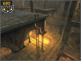 Trafiamy do wielkiej sali [679], gdzie znajduje się piec do wytopu metalu - Wejście do fortecy - przeszłość | Lustrzane przeznaczenie | PoP Dusza Wojownika - Prince of Persia: Dusza Wojownika - poradnik do gry