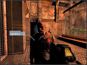 Idź przed siebie, aby po chwili znaleźć się na dużej hali z oszkloną wystawą na środku - 12 - Guard Quarters | Solucja | Kroniki Riddicka Ucieczka z Butcher Bay - Kroniki Riddicka: Ucieczka z Butcher Bay - poradnik do gry