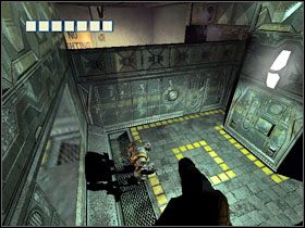 Następnie wskocz na leżącą obok skrzynię i wespnij się na ściankę przed Tobą - 23 - Mining Core (4) | Solucja | Kroniki Riddicka Ucieczka z Butcher Bay - Kroniki Riddicka: Ucieczka z Butcher Bay - poradnik do gry