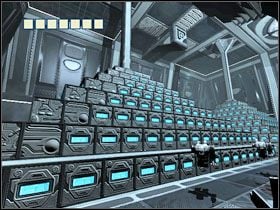 Znajdujesz się w przechowalni wszystkich trumien z więźniami, które ułożono na kształt piramid - 35 - Cryo Piramids | Solucja | Kroniki Riddicka Ucieczka z Butcher Bay - Kroniki Riddicka: Ucieczka z Butcher Bay - poradnik do gry