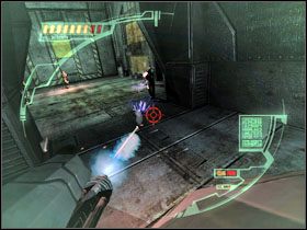 Gdy otworzą się drzwi przed Tobą, otwórz ogień do stojącego naprzeciwko strażnika - 38 - Take Off Platform | Solucja | Kroniki Riddicka Ucieczka z Butcher Bay - Kroniki Riddicka: Ucieczka z Butcher Bay - poradnik do gry