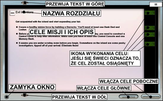 Poniżej znajduje się opis okna ze statystykami twojego imperium zła - Evil Genius: Sterowanie - pozostałe opcje - Evil Genius - poradnik do gry