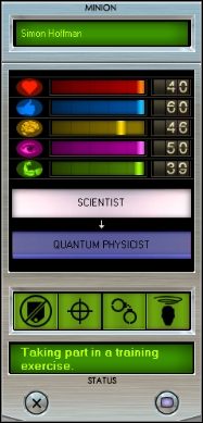 Jeśli podwójnie klikniesz na któregoś z podwładnych, to pokaże się takie okno, jakie widać po lewej - Evil Genius: Podwładni - Evil Genius - poradnik do gry