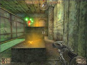 Posługując się znajdującymi się na powierzchni kwasu katapultami przeskakujemy nad basenem kwasu - 6.2 Smutne Miasteczko cz.3 | Painkiller Battle Out of Hell - Painkiller: Battle Out of Hell - poradnik do gry