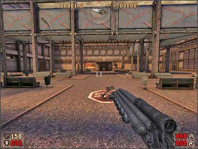 Przy jej użyciu czyścimy teren najpierw z przeciwników na galeriach - 6.3 Laboratorium cz.1 | Painkiller Battle Out of Hell - Painkiller: Battle Out of Hell - poradnik do gry