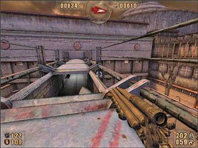 Wracamy do płyty i wspinamy się po niej do widniejącego w dachu otworu - 6.3 Laboratorium cz.1 | Painkiller Battle Out of Hell - Painkiller: Battle Out of Hell - poradnik do gry