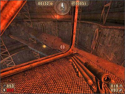 Potem z niej skaczemy na drugą położoną jeszcze niżej (widać ją na powyższym obrazku) - i po kilku krokach znajdujemy przedmiot sakralny i ostatni w etapie sekret - 6.3 Laboratorium cz.4 | Painkiller Battle Out of Hell - Painkiller: Battle Out of Hell - poradnik do gry