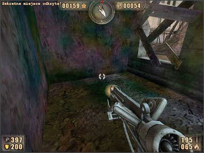 Nim dokonamy zapisu radzę zwrócić uwagę na znajdująca się po prawej stronie ulicy bramę pokrytą symbolami (na poniższym obrazku obok punktu zapisu) - 6.6 Leningrad cz.4 | Painkiller Battle Out of Hell - Painkiller: Battle Out of Hell - poradnik do gry