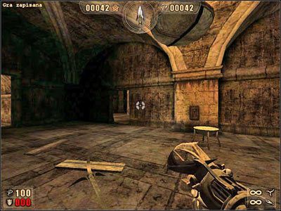 Trącamy przycisk w ścianie przed nami i otwierają się dwa wejścia do następnego pomieszczenia - 6.7 Koloseum cz.1 | Painkiller Battle Out of Hell - Painkiller: Battle Out of Hell - poradnik do gry